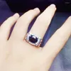 Cluster Rings Men Ring Natural Real Black Sapphire 925 Sterling Silver 8 10mm 3.2ct Gemstone For Women Fine Jewelry X23895