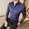 Camisas de Hombre Longleve Shirts for Men Clothing2023ビジネスフォーマルウェアCamisa Social Masculina Slim Fit Chemise Homme 240109