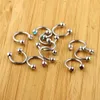 TIANCIFBYJS Silver Septum Gem Eyebrow Piercing 100pcslot with 10 color Body 16G Nose Hoop Tragus Ear Jewelry Men 240109