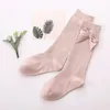 10pair/lot Girls Bow Baby Knee High Non-Slip Socks Long Hose Kids Toddler Leg Warmer Children Cable Knit Tube Sock All Season 240109