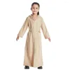 Ethnic Clothing Eid Hooded Abaya Kids Girls Muslim Long Sleeve Maxi Dress Turkey Prayer Arab Islam Kaftan Robe Dubai Gown Clothes Ramadan