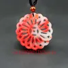 Pendants Natural Red White Jade Pendant Necklace Chinese Doublesided Hollow Out Carved Fashion Charm Jewelry Amulet for Men Women Gifts