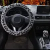 Steering Wheel Covers Car Cover Fluffy Leopard Print Soft Universal 37-39cm Easy To Install Artificial Plush