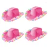 Berets Pink Cowboy Hat Western Wide Brim Women LED Cowgirl Cosplay Party Costume Fedora Caps Head Accessory