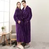 Autumn and Winter Season Home Plush Soft and Comfortable Couple Pajamas Men's Thick Large Bathrobe Extended White Pajamas 240110