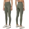 2024 LL Lycra tyg Solid Color Women Lu Yoga Pants High midje Sport Gym Wear Leggings Elastic Fitness Lady Outdoor Sports Trousers