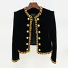 Women's Jackets HIGH STREET Est Fashion 2024 Designer Sequined Chain Beaded Lion Buttons Velvet Jacket