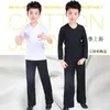 Stage Wear Boy Ballroom Dancing Practice Men Latin Dance Top Pants Suit White Black Shirt Costume