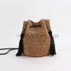 Сумки на плечо Новая тканая сумка с кисточками на плечо для отдыха, сумка-ведро тканая пляжная женская сумкаcatlin_fashion_bags
