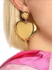 Dangle Earrings Exaggerated Metal Glossy Large Size Heart For Women European American Personality Vintage Jewelry Daily Accessories