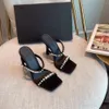 Meduza met kristallen versierde strass pantoffels met vierkante neus Hoge hakken satijnen sandalen Dames ontwerpers Schoen avond Slingback riem designer schoenen