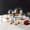 Bottles Small Packing Diameter 5cm 7cm 8.5cm 10cm Round Glass Dome Vase Home Decoration Cork Base Transparent Cover DIY Friend Gift