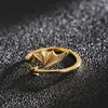 Cluster Ringe 2024 Edelstahl Gold Silber Farbe Pfeil Flügel Ring für Paar Titan Dämon Feder Offener Schmuck
