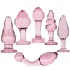 Ny Pink Glass Anal Plug Exquisite Sexy Toys Anus Dilator Buttplug Sex Toys For Woman Glass Anal Balls Dildo Butt Plugs Y18930021667684