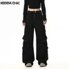 女性のズボンカプリスレッドダチックベルトポケットカーゴパンツ女性Y2Kブラックヒップホップズボンハイウエストジーンズカジュアルワークウェアプラスサイズの服