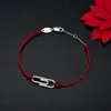 Bangles Moonmory 925 Sterling Silver Paper Clip Red Rope Bracelet For Women Shining Crystal Wrist String European Jewelry Christmas Gift