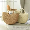 Shoulder Bags Summer Handmade Bags for Women Beach Weaving Ladies Str Bag Wrapped Beach Bag Moon shaped Top Handle Handbags Totes T240110