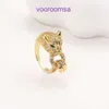 Wysokiej jakości Carter 18K Gold Holiday Gift Ring Modna Moda Wyolbrzymiona głowa lamparta Czysta miedziana mikro ustawienie cyrkonu męskie i z oryginalnym pudełkiem