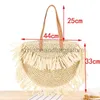 Shoulder Bags New semi-circular tassel shoulder str bag spike paper woven bag beach fashion handbagstylishhandbagsstore