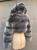 ZADORIN Высококачественные пушистые укороченные пальто и куртки из искусственного меха, женское пушистое верхнее пальто с зимней меховой курткой с капюшоном manteau femme 240110