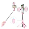 Monopods selfie sopa led halka ışığı uzatılabilir canlı tripod standı 3 iPhone x 8 Android akıllı telefon için monopod telefon montajı ile 1