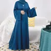 Ethnische Kleidung, einfarbig, geschlossen, Abaya, muslimisches Hijab-Kleid, Satin, Abayas für Frauen, Dubai, türkische Kleider, Ramadan, Eid, islamischer afrikanischer Kaftan