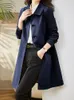 Trench płaszcz dla kobiet w stylu mody w stylu koreańskim Ogromne vintage solidny, swobodny płaszcz eleganckie damskie kurtki 240109