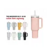 Bottiglie d'acqua 1 pezzo US Stock 40 Oz Bicchieri in acciaio inossidabile rosa con manico colorato e bicchiere da viaggio riutilizzabile St grande capacità Bo Otuav