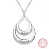 Necklaces Personalized Necklace 925 Sterling Sliver Custom Jewelry Hollow Water Drop Pendant Engrave 2 Names Engagement Gift for Women