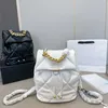Дизайнерская сумка на пуговицах, рюкзак, роскошная сумка из 19 сумок, книга, 24-каратная золотая овчина, ромбовидная клетка, мини-цепочка, высокое качество, женский ноутбук Wander, черный 2024