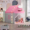 Large Kids Tents Tipi Baby Play House Child Toy Tent 1.35M Wigwam Folding Girls Pink Princess Castle Child Room Decor Gift 240109