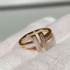 Кольца-кольца Ювелирные изделия T Двойное женское розовое золото Белое кольцо Fritillaria Регулируемое кольцо