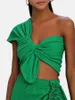 Women's Swimwear Solid Color One-Shoulder Swimsuit And Beach Skirt 2 Piece Fashion Tuxedo Style Bathing Suits Sexy Wear 2024