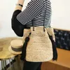 Сумки на плечо Новая тканая сумка с кисточками на плечо для отдыха, сумка-ведро тканая пляжная женская сумкаcatlin_fashion_bags