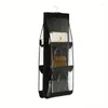 Storage Boxes 1Pc Black Handbag Hanging Organizer With 6 Pockets Foldable Oxford Cloth Bag For Family Closet Bedroom