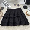 Surmiitro mini plisowana spódnica kobiety Summer Korean Fashion White Black All Matche Ruffles Esthetic High Talle Spódnica Kobieta 240110