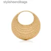 Totes 2022 summer new beach bag texture str bag casual solid color woven women's bag round big bag handbagstylisheendibags