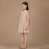 Girl Dresses Girls Solid Sleeveless Pleated Dress Casual A Line Princess Summer Wedding Evening Birthday Party Round Collar Kids Clothes