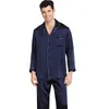 Birdsky Fall 1pc Men Pajamas pijamas piżama pj set men odzież nocną długie rękaw 100% Mulberry Silk Satin Solid S267 240110