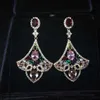 Earrings New Design Ladies Bohemia Dangle Earring Delicate Sparkly Multicolor Zircon Drop Earrings Silver Color Ethnic Jewelry