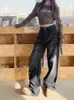 Damskie dżinsy Slergiri High Street Y2K Vintage worka zmyta luźna talia streetwear harajuku zwyczajne proste spodnie