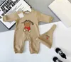 Brand infant jumpsuits Cartoon pattern printing boys girls Plush set Size 59-100 winter newborn baby Crawling suit and hat Jan10