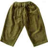 Trousers 2024 Spring Kids Corduroy Casual Ankle-length Pants Korean Style Unisex Children Soft Loose
