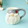 Mugs Ceramic Christmas Embossed Santa Claus Coffee Cup Home Office Breakfast Milk Juice Xmas Gifts Drinkware Navidad 400ml