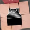 Sommer Frauen Halter Gestreifte Gestrickte Weste Sexy Kurze Ärmellose Tank Tops Bestickte Gedruckt Tops