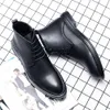 Весенне-осенние мужские кожаные туфли высокого качества на молнии с высоким берцем, мужские повседневные деловые коричневые мужские классические ботинки