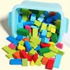 100pc jouets en bois pour enfants blocs de construction ensemble avec boîte de rangement assemblé début éducatif enfants 240110