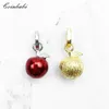 Pendants Pendant Apple Red & Golden Color 925 Sterling Silver Fit Necklace New Fine Jewelry Accessories Symbol of Perfection Trendy Gift