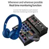 Audio DJ Mixer 4 Channels Console Wireless Microphone Sound Bluetooth Karaoke Recording Table Professional Mixing 240110