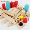 28pcs drewniany pas startowy Bloki Balle Ball Blocks Childrens Educational Montainbled DIY Building Pipe zabawka dla dzieci Prezenty 240110